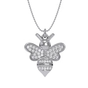 Bee Bumblebee White Cubic Zirconia Pendant Necklace