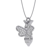 Bee Bumblebee White Cubic Zirconia Pendant Necklace
