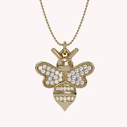 Bee Bumblebee White Cubic Zirconia Pendant Necklace