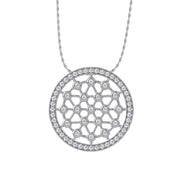 Medallion Lattice Circle of Life White Cubic Zirconia Pendant Necklace