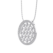 Medallion Lattice Circle of Life White Cubic Zirconia Pendant Necklace