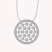 Medallion Lattice Circle of Life White Cubic Zirconia Pendant Necklace