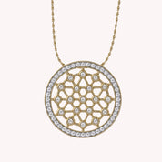 Medallion Lattice Circle of Life White Cubic Zirconia Pendant Necklace