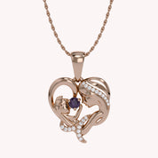 Mother And Child Heart Pendant Necklace Sterling Silver