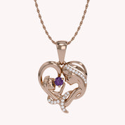 Mother And Child Heart Pendant Necklace Sterling Silver