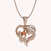 Mother And Child Heart Pendant Necklace Sterling Silver