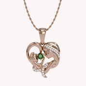 Mother And Child Heart Pendant Necklace Sterling Silver