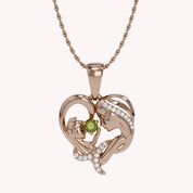 Mother And Child Heart Pendant Necklace Sterling Silver