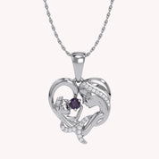 Mother And Child Heart Pendant Necklace Sterling Silver