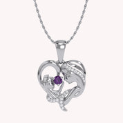 Mother And Child Heart Pendant Necklace Sterling Silver