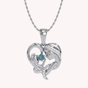 Mother And Child Heart Pendant Necklace Sterling Silver