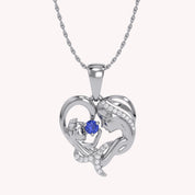 Mother And Child Heart Pendant Necklace Sterling Silver