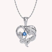 Mother And Child Heart Pendant Necklace Sterling Silver