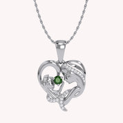 Mother And Child Heart Pendant Necklace Sterling Silver