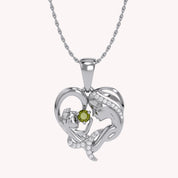 Mother And Child Heart Pendant Necklace Sterling Silver