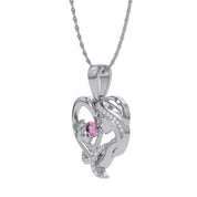 Mother And Child Heart Pendant Necklace Sterling Silver