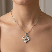 Mother And Child Heart Pendant Necklace Sterling Silver