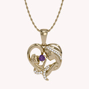 Mother And Child Heart Pendant Necklace Sterling Silver