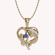 Mother And Child Heart Pendant Necklace Sterling Silver