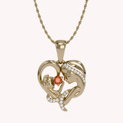 Mother And Child Heart Pendant Necklace Sterling Silver