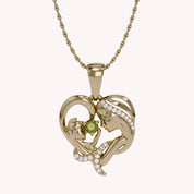 Mother And Child Heart Pendant Necklace Sterling Silver