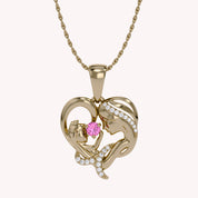 Mother And Child Heart Pendant Necklace Sterling Silver