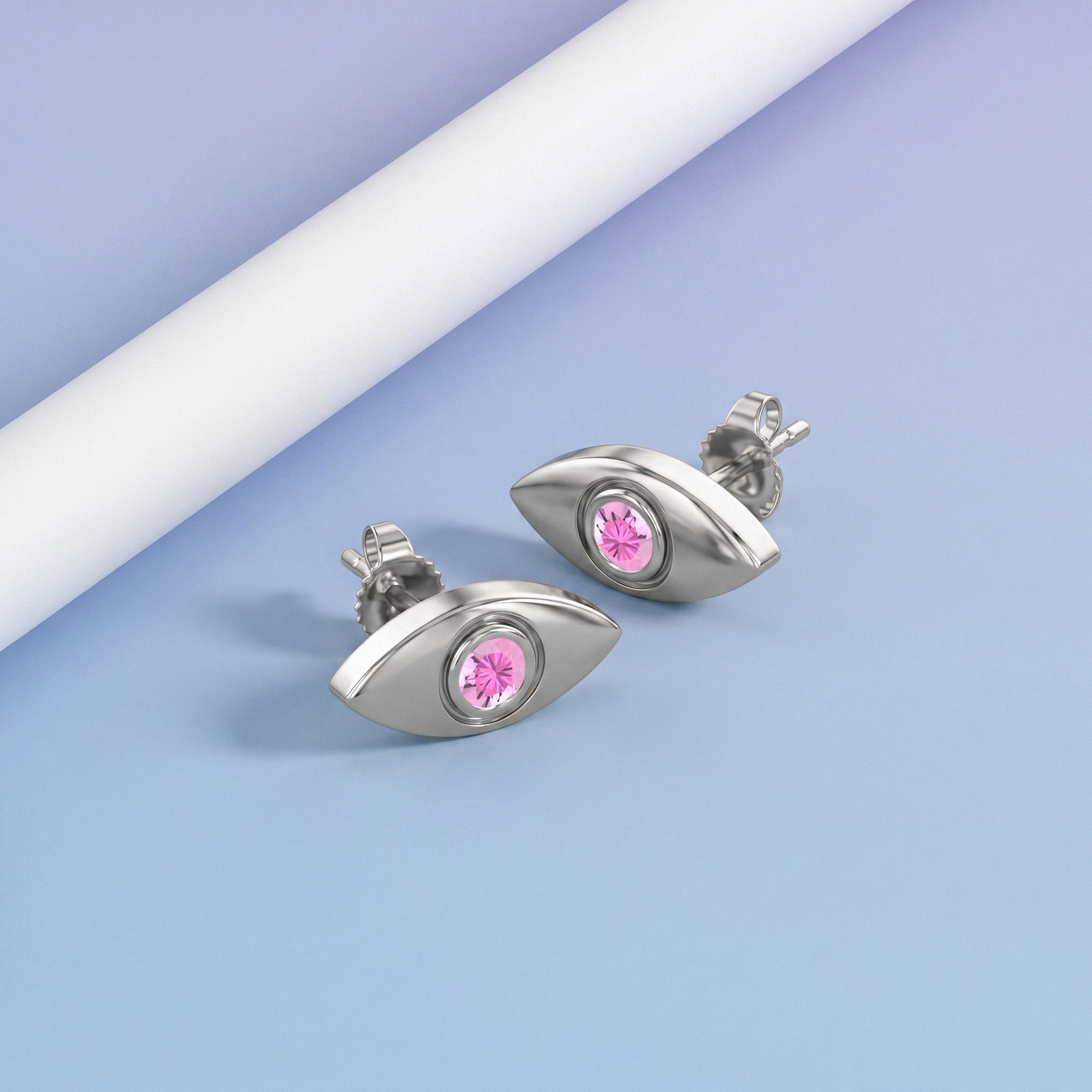 Dainty Tiny Evil Eye Mini Stud Earrings Sterling Silver