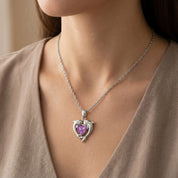 Mother And Child Dolphin Heart Pendant Necklace Sterling Silver
