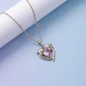 Mother And Child Dolphin Heart Pendant Necklace Sterling Silver