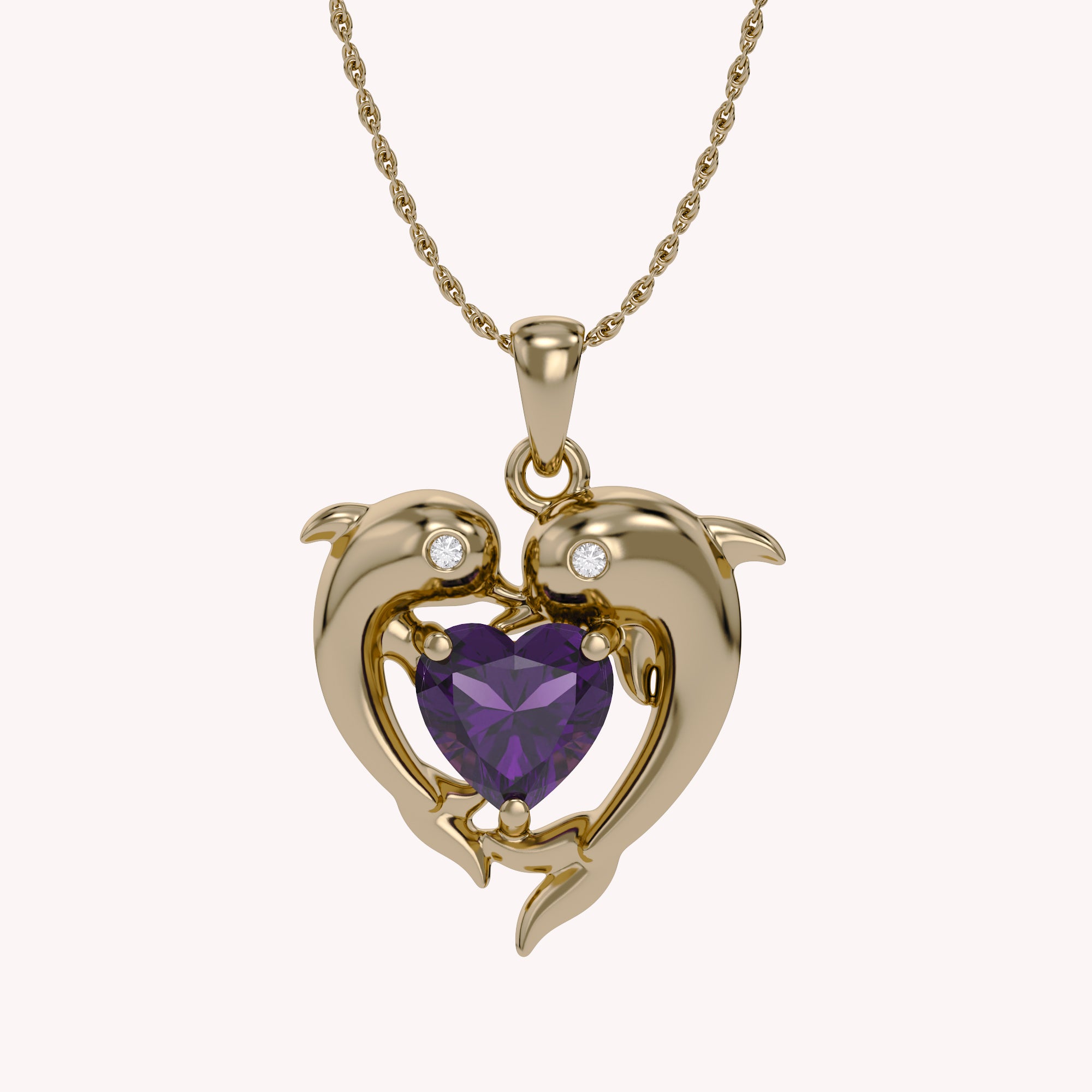 Mother And Child Dolphin Heart Pendant Necklace Sterling Silver