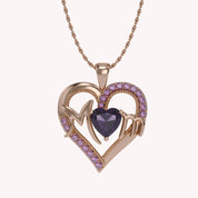 MOM Heart Pendant Necklace Sterling Silver