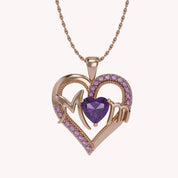 MOM Heart Pendant Necklace Sterling Silver