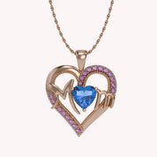 MOM Heart Pendant Necklace Sterling Silver