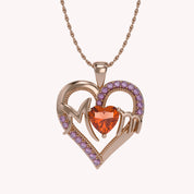MOM Heart Pendant Necklace Sterling Silver