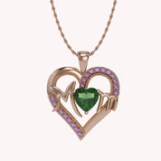 MOM Heart Pendant Necklace Sterling Silver