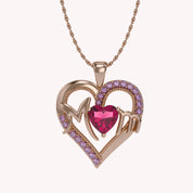 MOM Heart Pendant Necklace Sterling Silver