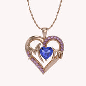 MOM Heart Pendant Necklace Sterling Silver