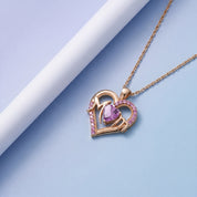 MOM Heart Pendant Necklace Sterling Silver
