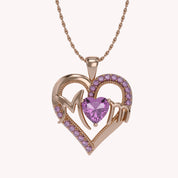 MOM Heart Pendant Necklace Sterling Silver
