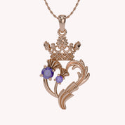 Luckenbooth Thistle Heart Crown Pendant Necklace Sterling Silver