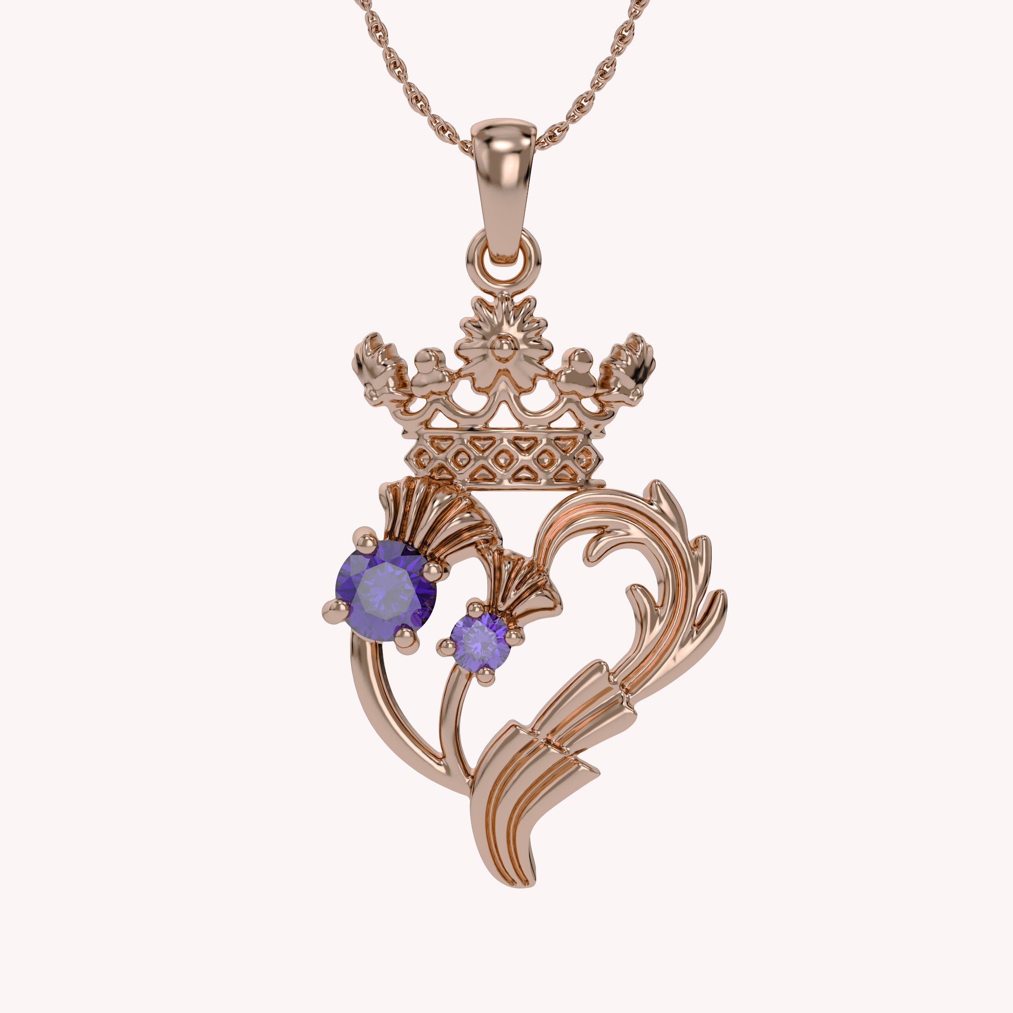 Luckenbooth Thistle Heart Crown Pendant Necklace Sterling Silver