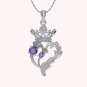Luckenbooth Thistle Heart Crown Pendant Necklace Sterling Silver