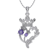 Luckenbooth Thistle Heart Crown Pendant Necklace Sterling Silver