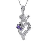 Luckenbooth Thistle Heart Crown Pendant Necklace Sterling Silver