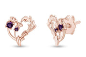 Luckenbooth Thistle Heart Crown Stud Earrings Sterling Silver