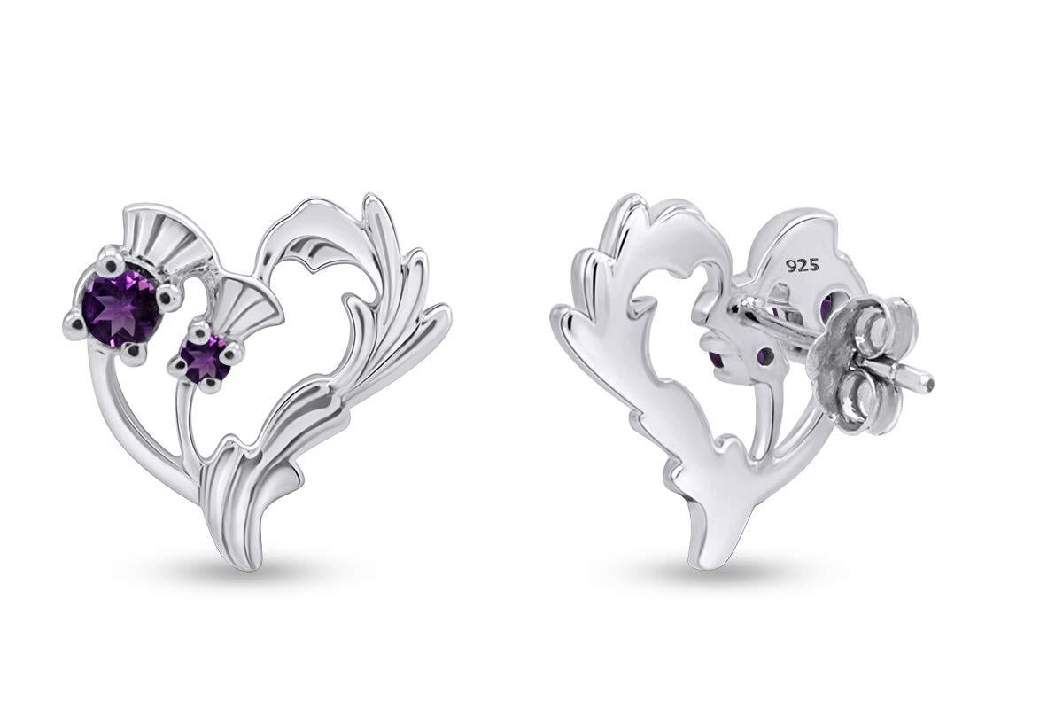 Luckenbooth Thistle Heart Crown Stud Earrings Sterling Silver