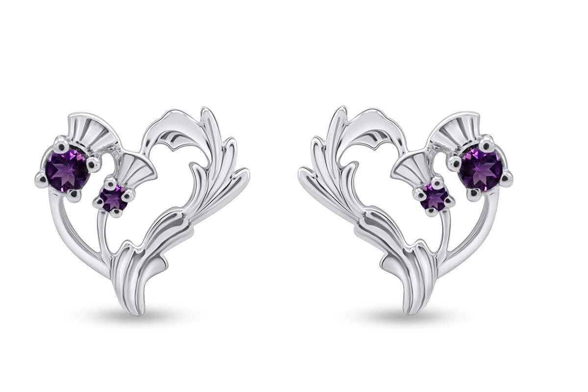 Luckenbooth Thistle Heart Crown Stud Earrings Sterling Silver