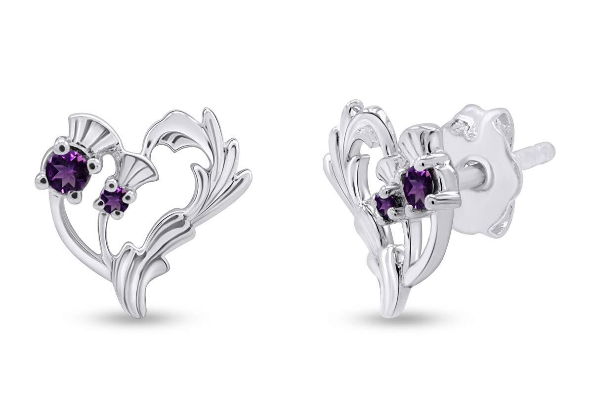 Luckenbooth Thistle Heart Crown Stud Earrings Sterling Silver