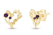 Luckenbooth Thistle Heart Crown Stud Earrings Sterling Silver