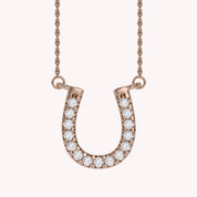 Horseshoe Natural Diamond Pendant Necklace Sterling Silver